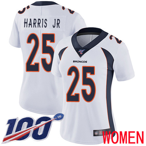 Women Denver Broncos #25 Chris Harris Jr White Vapor Untouchable Limited Player 100th Season Football NFL Jersey->youth nfl jersey->Youth Jersey